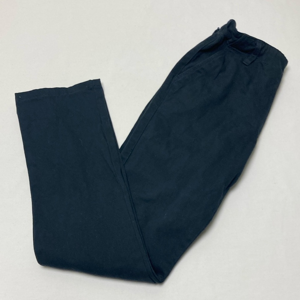 Black Casual Pants with Elastic Waistband and Straight Leg